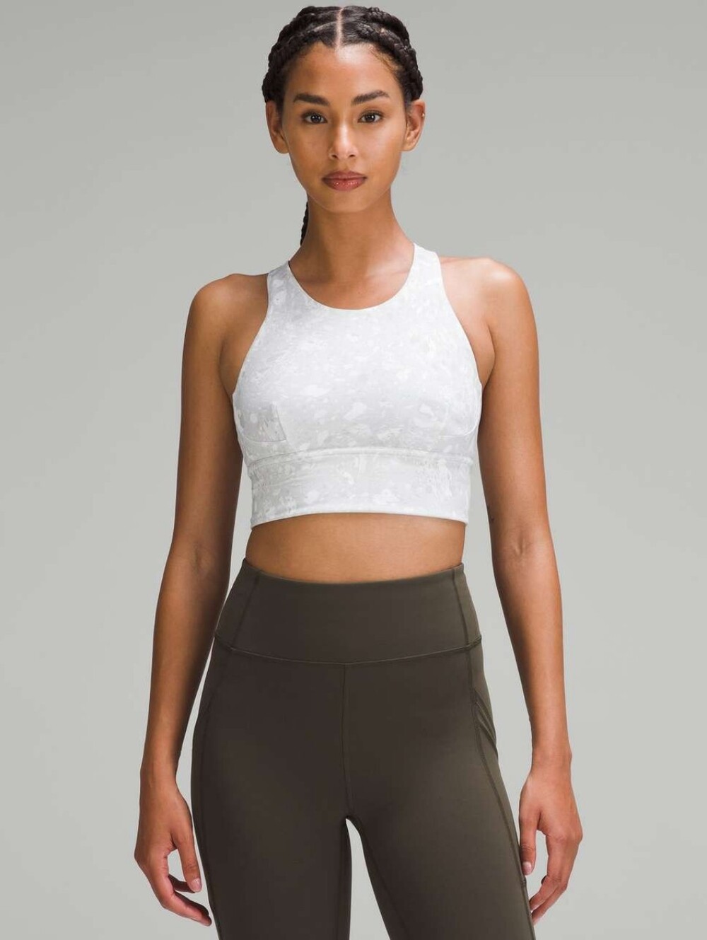 Lululemon Wunder Train Longline Bra  Size 10 Terrazzo Marble Silver Ice
